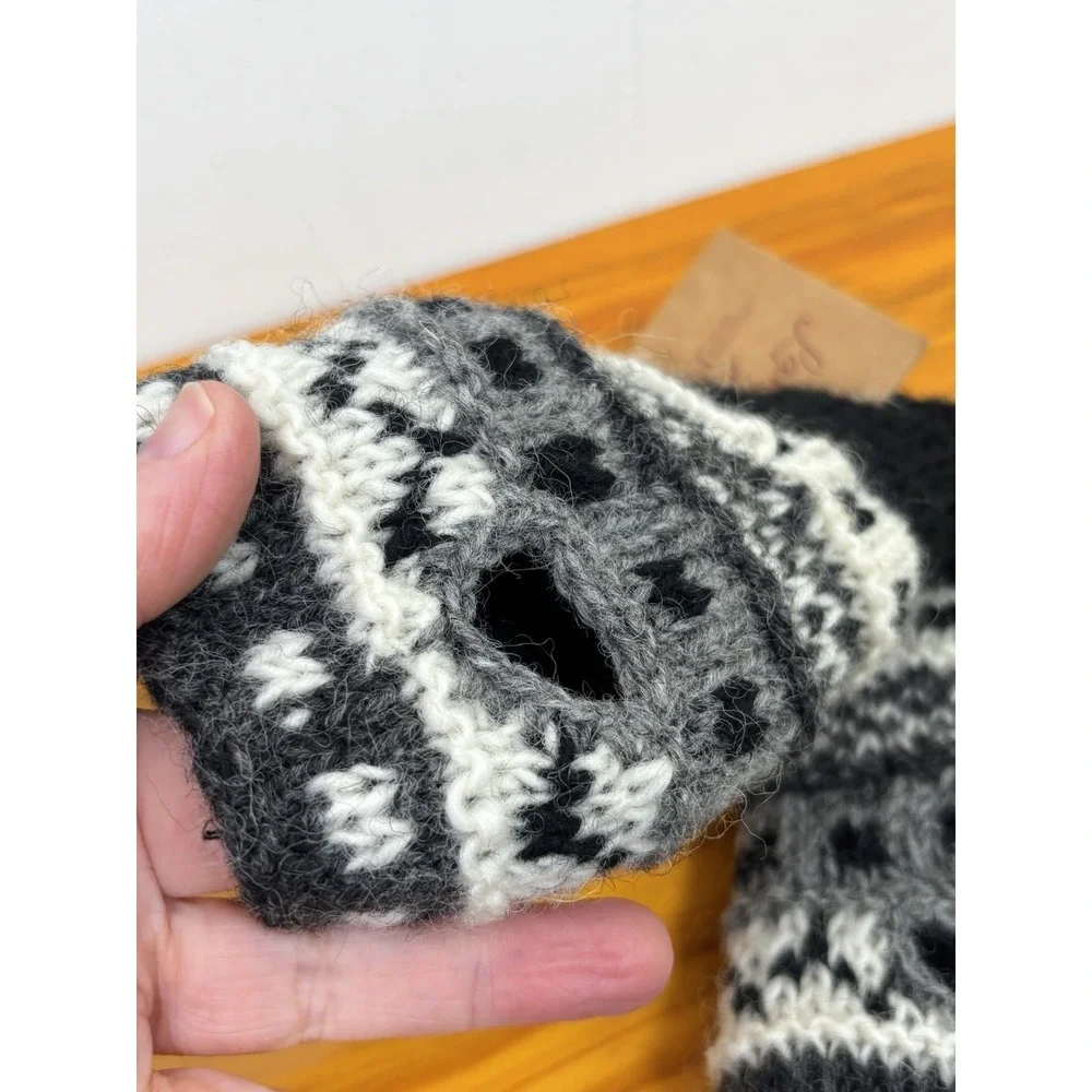 Lakhays Knit Kids Size Wool Fingerless Mittens Hand‎ Warmers Lined Nepal - NEW